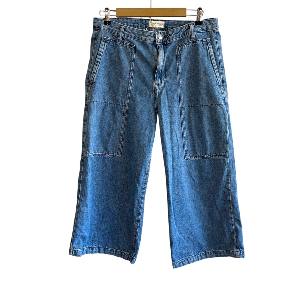 Current Elliot Size 31 Whirlwind Cropped Baggy Jeans Y2K Relaxed Punk Wide Leg